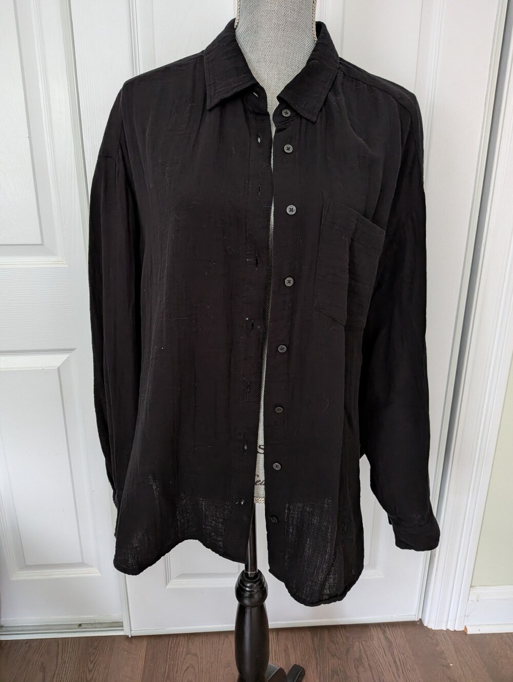 GAP Black Button-Up Lightweight Shirt Jacket